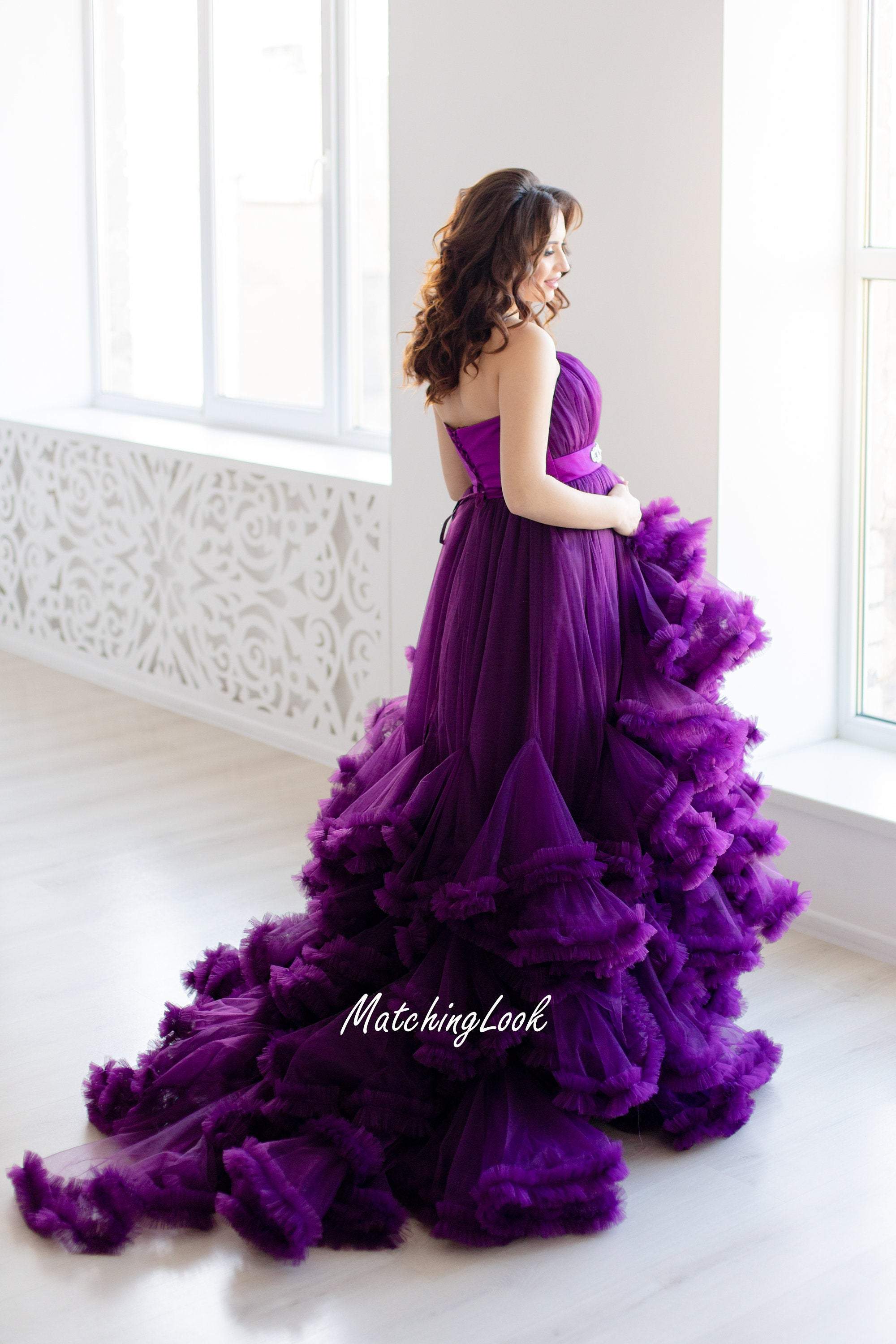 Purple Maternity Gown, Photoshoot Dress ...